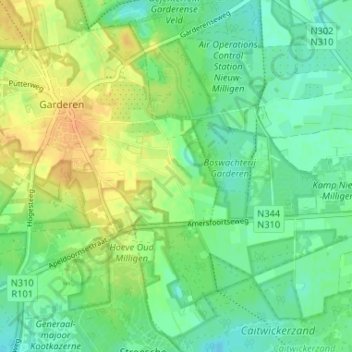 Топографічна карта Ouwendorp, висота, рельєф