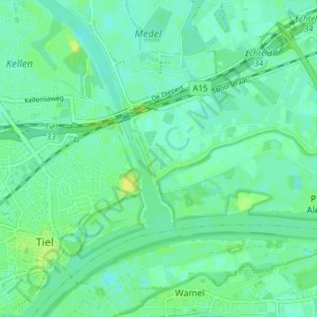 Топографічна карта Den Akker, висота, рельєф