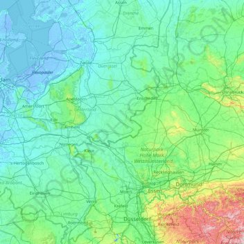Топографічна карта Achterhoek, висота, рельєф