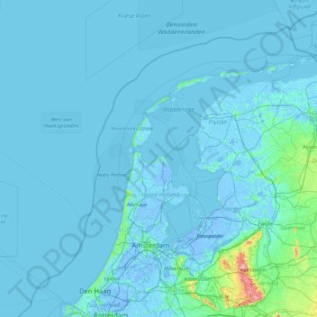 Топографічна карта Wieringen, висота, рельєф
