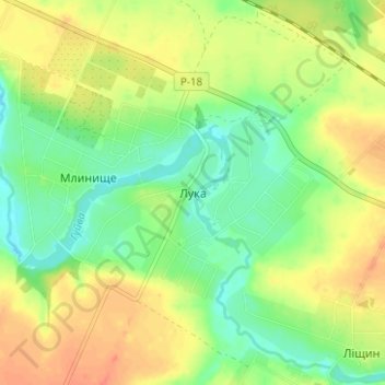 Топографічна карта Лука, висота, рельєф