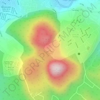 Топографічна карта Dos Cerros, висота, рельєф