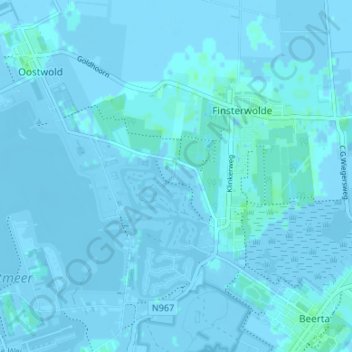 Топографічна карта Kromme-Elleboog, висота, рельєф