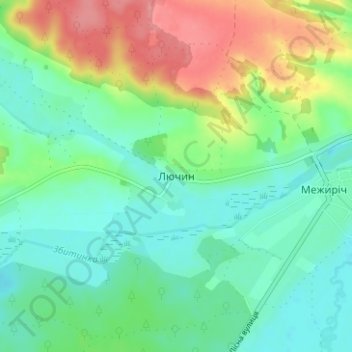 Топографічна карта Лючин, висота, рельєф