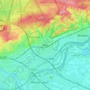 Топографічна карта Velp, висота, рельєф