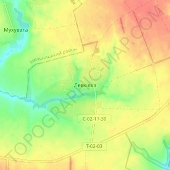 Топографічна карта Левківка, висота, рельєф