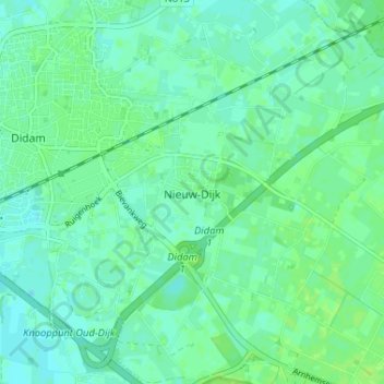 Топографічна карта Nieuw-Dijk, висота, рельєф
