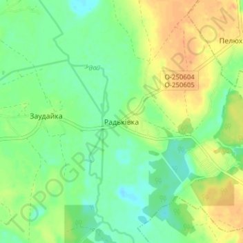 Топографічна карта Радьківка, висота, рельєф