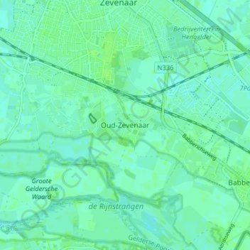 Топографічна карта Oud-Zevenaar, висота, рельєф