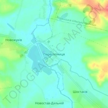 Топографічна карта Пересопниця, висота, рельєф