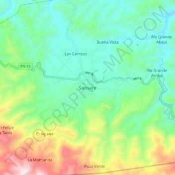 Топографічна карта Sansare, висота, рельєф