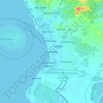 Топографічна карта Kralendijk, висота, рельєф