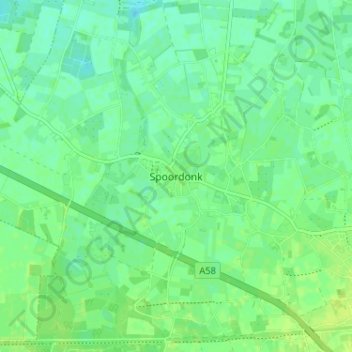 Топографічна карта Spoordonk, висота, рельєф