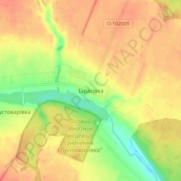 Топографічна карта Тарасівка, висота, рельєф