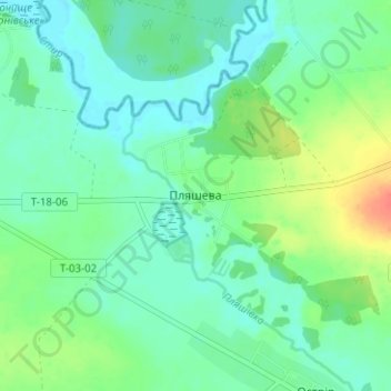 Топографічна карта Пляшева, висота, рельєф