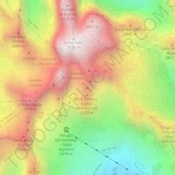 Топографічна карта Campanile Steck, висота, рельєф