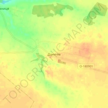 Топографічна карта Даничів, висота, рельєф