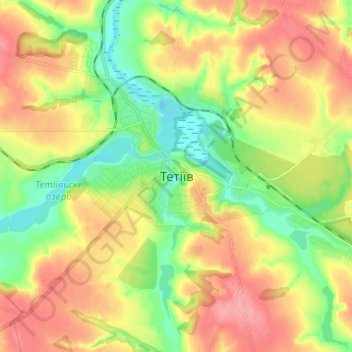 Топографічна карта Тетіїв, висота, рельєф