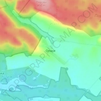 Топографічна карта Опаки, висота, рельєф