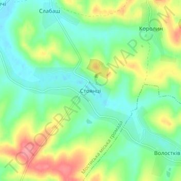 Топографічна карта Стоянці, висота, рельєф