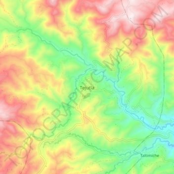 Топографічна карта Tejutla, висота, рельєф