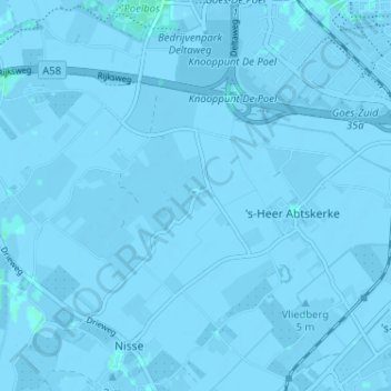 Топографічна карта Sinoutskerke, висота, рельєф