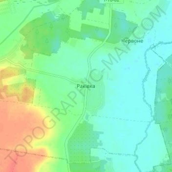 Топографічна карта Раківка, висота, рельєф