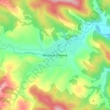 Топографічна карта Велика Лінина, висота, рельєф