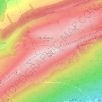 Топографічна карта Chasseral, висота, рельєф