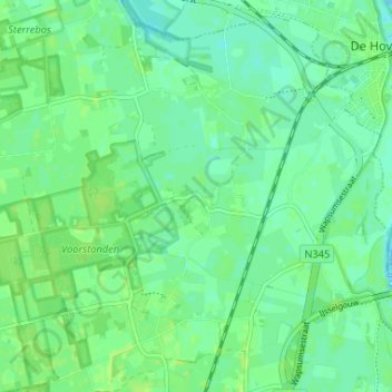 Топографічна карта Voorstonden, висота, рельєф