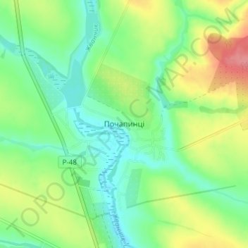 Топографічна карта Почапинці, висота, рельєф