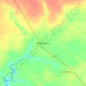 Топографічна карта Верескуни, висота, рельєф