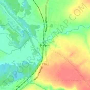 Топографічна карта Бобрик, висота, рельєф