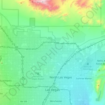 Топографічна карта Лас-Вегас, висота, рельєф