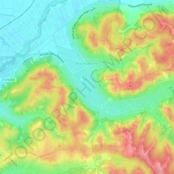 Топографічна карта Боржавське, висота, рельєф