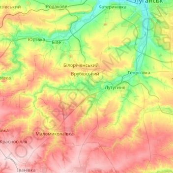 Топографічна карта Вільхівка, висота, рельєф