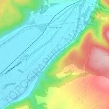 Топографічна карта Невицьке, висота, рельєф