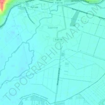 Топографічна карта Заріччя, висота, рельєф