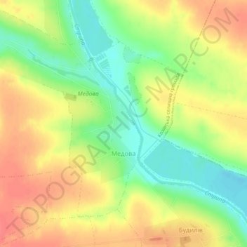Топографічна карта Медова, висота, рельєф
