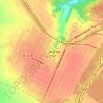 Топографічна карта Знам’янка Друга, висота, рельєф