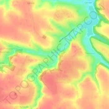 Топографічна карта Буглів, висота, рельєф