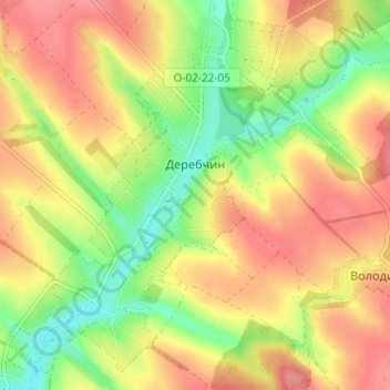 Топографічна карта Деребчин, висота, рельєф