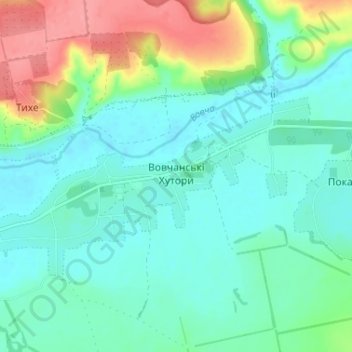 Топографічна карта Вовчанські Хутори, висота, рельєф