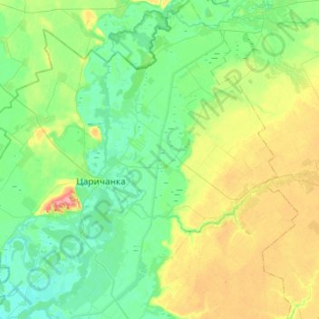 Топографічна карта Царичанська селищна громада, висота, рельєф