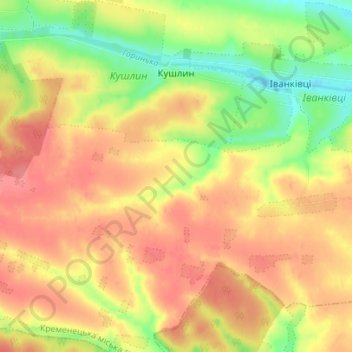Топографічна карта Кушлин, висота, рельєф