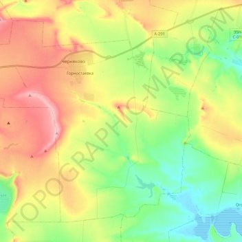 Топографічна карта Горностаївське сільське поселення, висота, рельєф