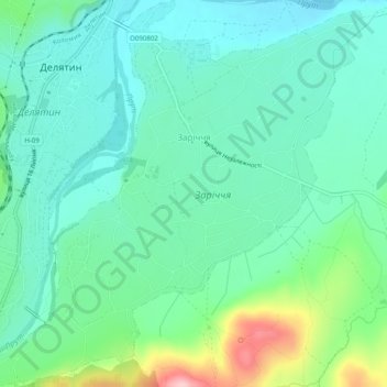 Топографічна карта Заріччя, висота, рельєф
