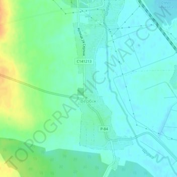 Топографічна карта Вербіж, висота, рельєф