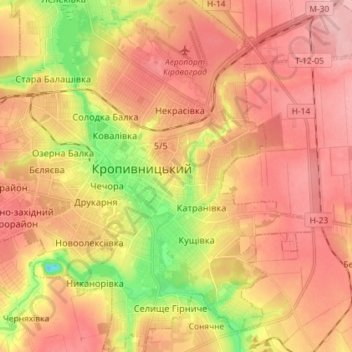 Топографічна карта Подільський район, висота, рельєф