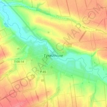 Топографічна карта Гуляйполе, висота, рельєф